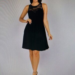 One By Eight Black Sequined Lace Overlay Dress. Size 12. NWOTGS.